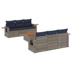 Ensemble de canapé de jardin 7 pcs avec coussins gris résine tressée 646678646678