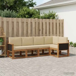 Ensemble de canapés d'extérieur 5 pcs Naturel et Beige 646682646682