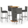 Ensemble de bar de jardin 5 pcs et coussins Résine tressée Gris 646688646688