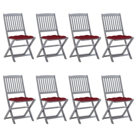 Chaises pliables d'extérieur lot de 8 et coussins Bois d'acacia 646702646702
