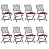 Chaises pliables d'extérieur lot de 8 et coussins Bois d'acacia 646702646702