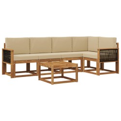 Ensemble de canapés d'extérieur 6 pcs Naturel et Beige 646707646707