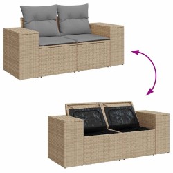 Salon de jardin avec coussins 5 pcs beige résine tressée 646713646713