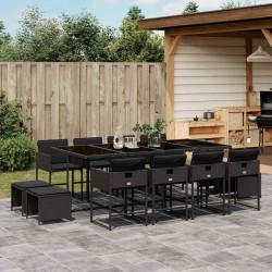 Ensemble à manger de jardin 13 pcs coussins noir résine tressée 646716646716