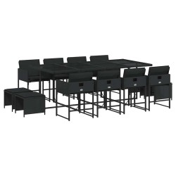Ensemble à manger de jardin 13 pcs coussins noir résine tressée 646716646716