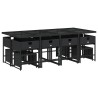 Ensemble à manger de jardin 13 pcs coussins noir résine tressée 646716646716