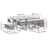 Ensemble à manger de jardin 13 pcs coussins noir résine tressée 646716646716
