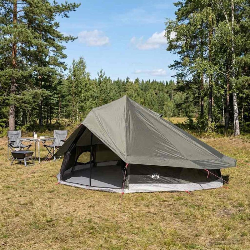 Tente Tipi Marron Gris 800 x 800 x 430 cm Polyester et Acier 646717646717