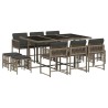 Ensemble à manger de jardin 11pcs avec coussins gris poly rotin 646721646721