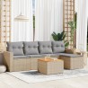 Salon de jardin avec coussins 6pcs mélange beige résine tressée 646722646722