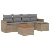 Salon de jardin avec coussins 6pcs mélange beige résine tressée 646722646722