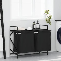 Panier à linge à 2 compartiments avec étagère en chêne noir 646728646728