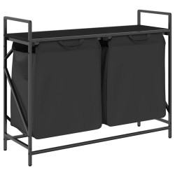 Panier à linge à 2 compartiments avec étagère en chêne noir 646728646728