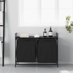 Panier à linge à 2 compartiments avec étagère en chêne noir 646728646728