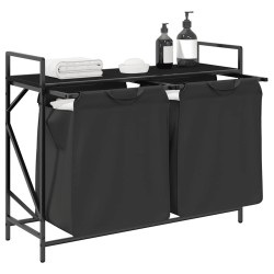 Panier à linge à 2 compartiments avec étagère en chêne noir 646728646728
