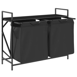 Panier à linge à 2 compartiments avec étagère en chêne noir 646728646728