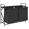 Panier à linge à 2 compartiments avec étagère en chêne noir 646728646728