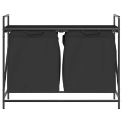 Panier à linge à 2 compartiments avec étagère en chêne noir 646728646728