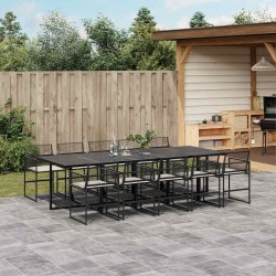 Ensemble à manger de jardin 11 pcs coussins noir résine tressée 646747646747