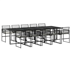 Ensemble à manger de jardin 11 pcs coussins noir résine tressée 646747646747