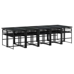 Ensemble à manger de jardin 11 pcs coussins noir résine tressée 646747646747