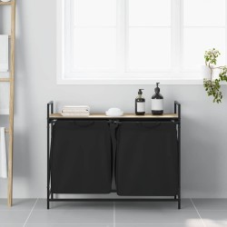 Panier à linge à 2 compartiments avec étagère chêne Sonoma 646754646754