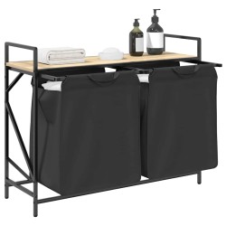Panier à linge à 2 compartiments avec étagère chêne Sonoma 646754646754