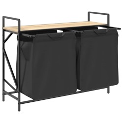 Panier à linge à 2 compartiments avec étagère chêne Sonoma 646754646754