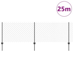 Clôture grillagée avec poteau 25 x 0,8 m Acier galvanisé Gris 646761646761