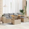 Salon de jardin avec coussins 6 pcs beige résine tressée 646766646766