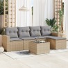 Salon de jardin avec coussins 6 pcs beige résine tressée 646777646777