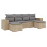 Salon de jardin avec coussins 6 pcs beige résine tressée 646778646778