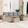 Salon de jardin avec coussins 6 pcs beige résine tressée 646779646779