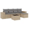 Salon de jardin avec coussins 6 pcs beige résine tressée 646779646779