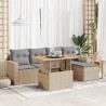 Salon de jardin avec coussins 6 pcs beige résine tressée 646780646780