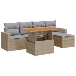 Salon de jardin avec coussins 6 pcs beige résine tressée 646780646780