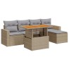 Salon de jardin avec coussins 6 pcs beige résine tressée 646780646780