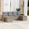 Salon de jardin avec coussins 6 pcs beige résine tressée 646781646781