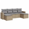 Salon de jardin avec coussins 6 pcs beige résine tressée 646781646781