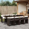 Ensemble à manger de jardin et coussins 9 pcs marron poly rotin 646811646811