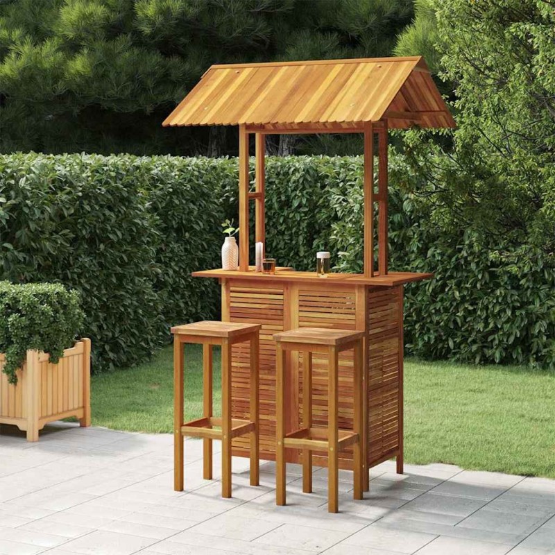 Ensemble de bar de jardin 3 pcs Bois d'acacia solide 646812646812