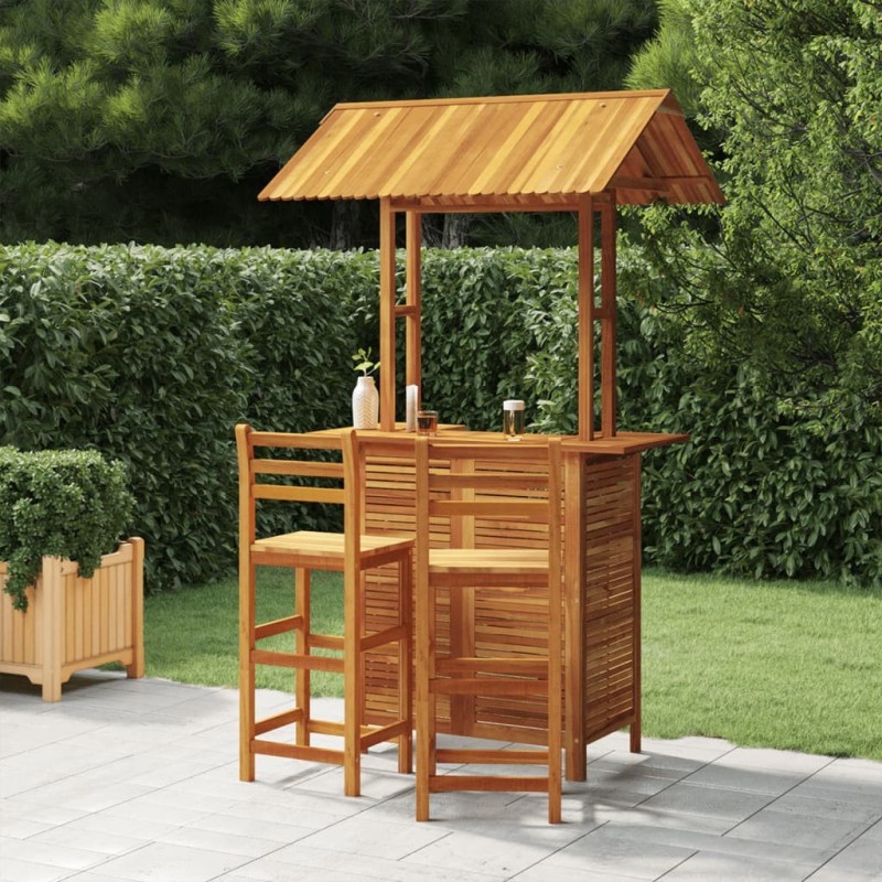 Ensemble de bar de jardin 3 pcs Bois d'acacia solide 646813646813