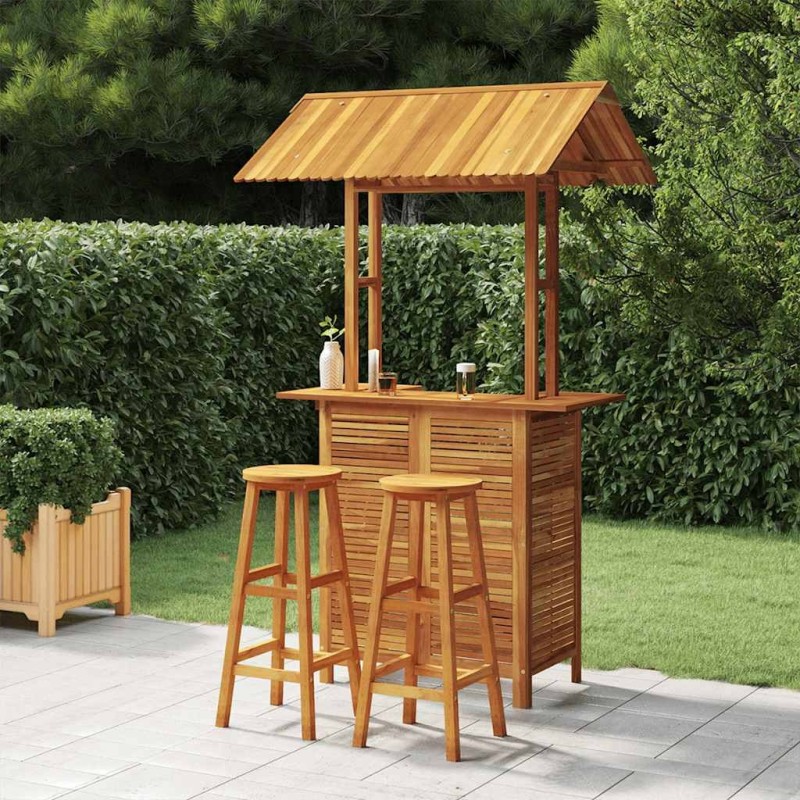 Ensemble de bar de jardin 3 pcs Bois d'acacia solide 646814646814