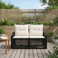 Canapé de jardin 2-Nombre de places Noir polyrotin 646821646821