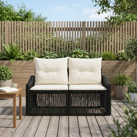 Canapé de jardin 2-Nombre de places Noir polyrotin 646821646821