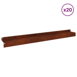 Bordure de Pelouse 20 pcs 100 x 10 x 8 cm Acier Rouillé 646836646836