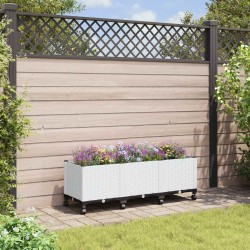 Jardinière avec Roues Blanc 120 x 40 x 48 cm PP 646846646846