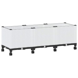 Jardinière avec Roues Blanc 120 x 40 x 48 cm PP 646846646846