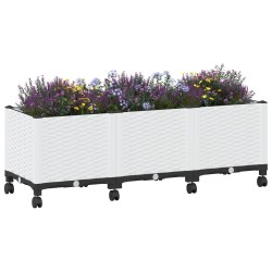Jardinière avec Roues Blanc 120 x 40 x 48 cm PP 646846646846