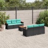 Ensemble de canapé de jardin 7 pcs avec coussins noir résine tressée 646871646871